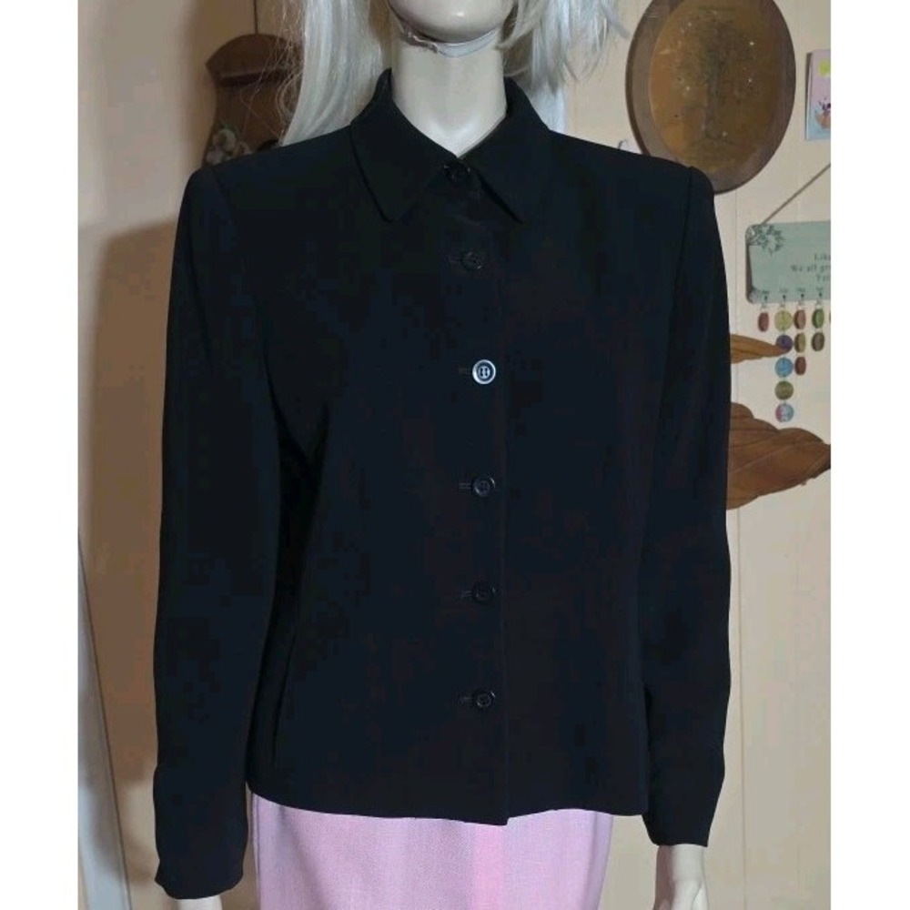 Vintage Jones New York‎ Petite Women's Size 12P Black Button Up Blazer